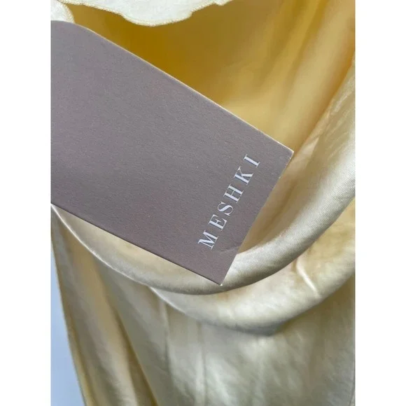 NWT Meshki Yvette Slip Maxi Dress Asymmetrical Hem Women's Small Butter Yellow - Picture 7 of 13